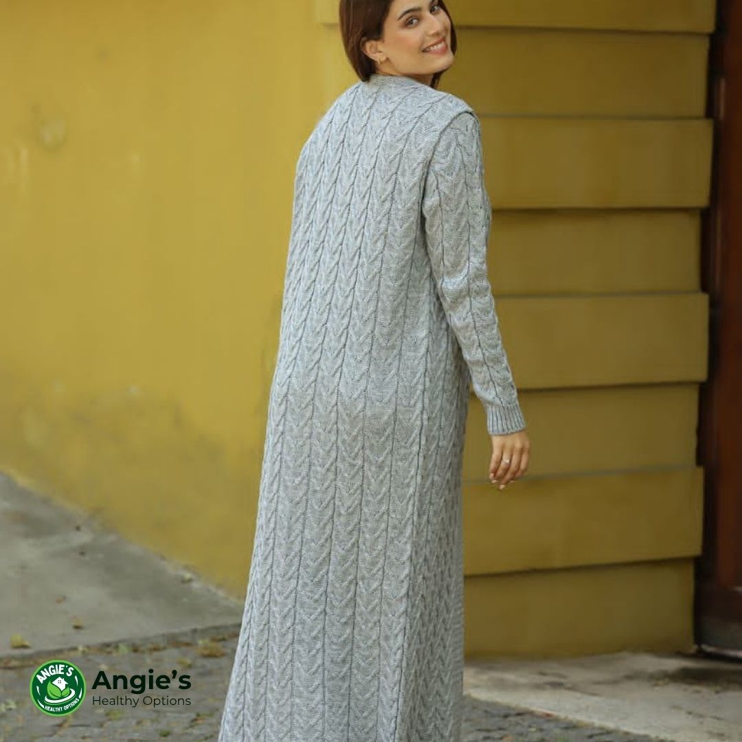 Ash Grey Cable Knit Maxi Set – Modest Elegance in Motion