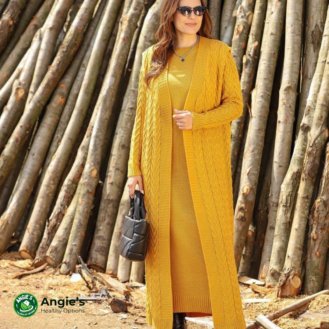 Golden Marigold Cable Knit Set – Autumn Radiance Redefined